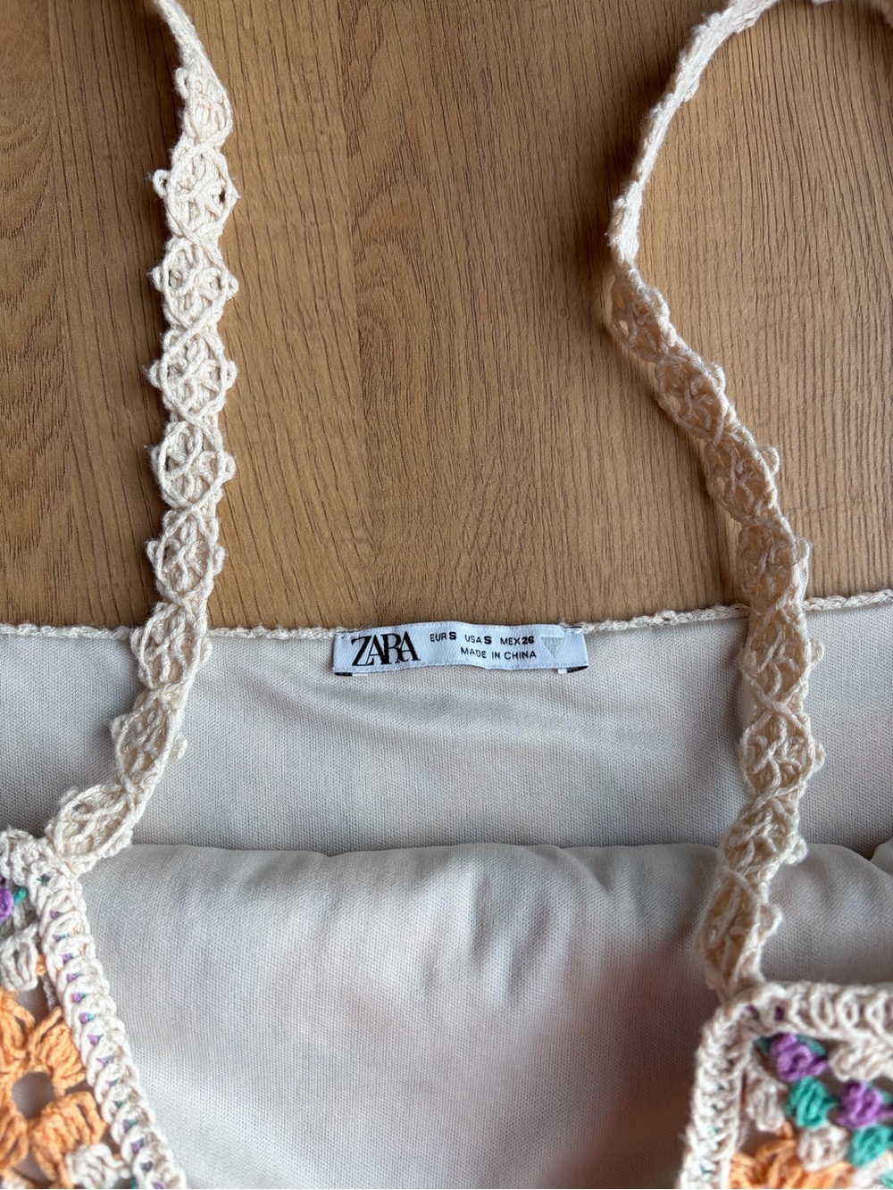 Zara Crochet Granny Square Mini Dress Portia White Lotus Dress 🌸✨ - Picture 2 of 7